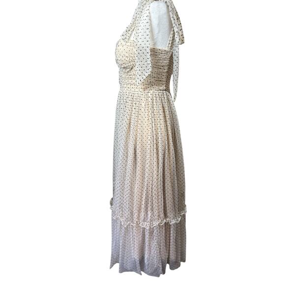 Mable Nadia Nude Tulle Bustier Dot Maxi Smocked Dress Medium Fairy Coquette - Picture 7 of 8